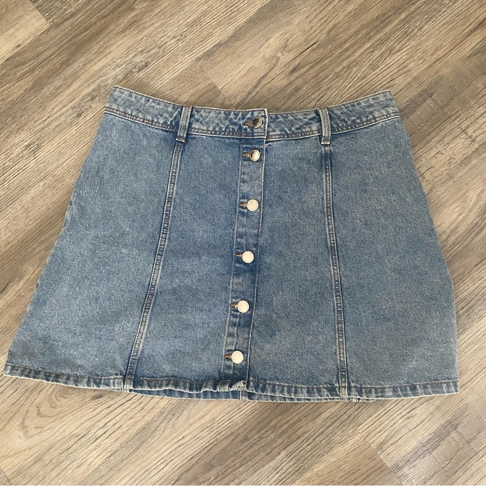 Divided By H&M Jeans Denim Skirt Womens Above Knee Fly Button size 10